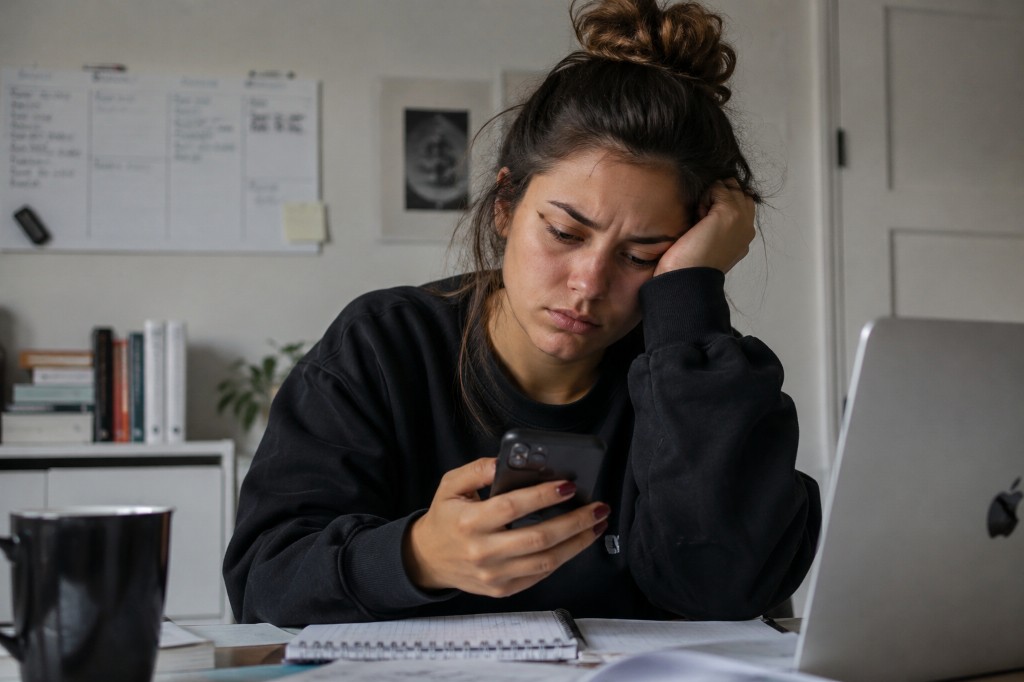 Person overwhelmed trying to find information across apps